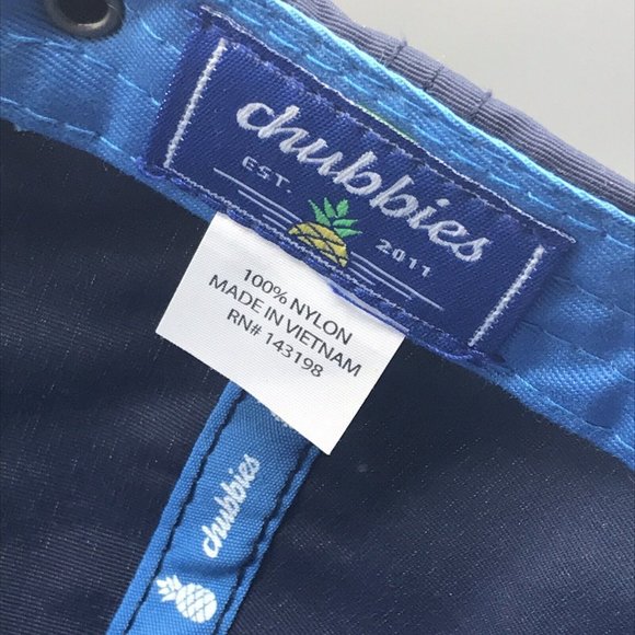 Chubbies Nylon Strapback Hat Cap Rope Brim Blue Adjustable Men Vacation Preppy - Picture 6 of 6